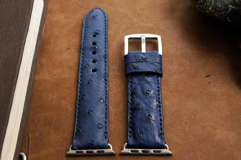 Handgefertigtes Uhrenarmband 2 aus Straußenbauchleder inkl. Bandadapter und Schließe für Apple Watch Serie 1 2 3 4 – Bild 3